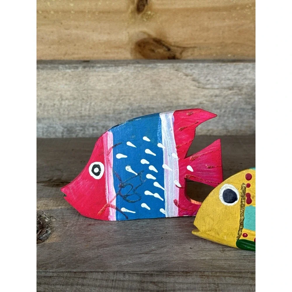 Vintage Wooden Hand Carved Hand Pained‎ Fish Decor Tropical Fish Decor